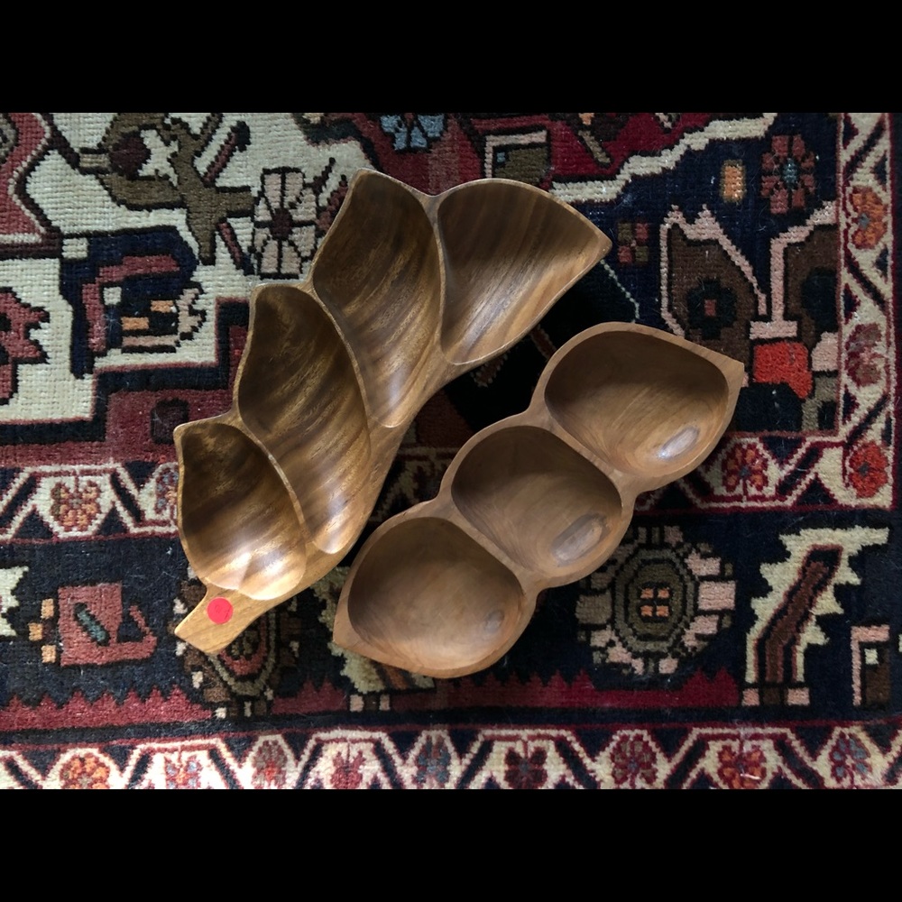 Monkey pod wood teak serving trays